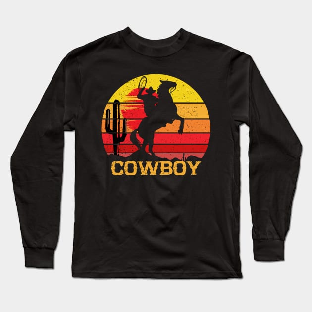 Cowboy Retro Vintage Long Sleeve T-Shirt by DARSHIRTS